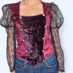 ❤️Vintage Charades Burgundy Velvet Corset Top – Size M (Made in USA)❤️